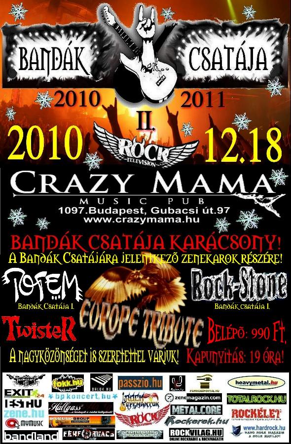 Bandák Csatája Karácsony Europe Tribute, Twister, Totem, Rock-Stone CM20101218flyer