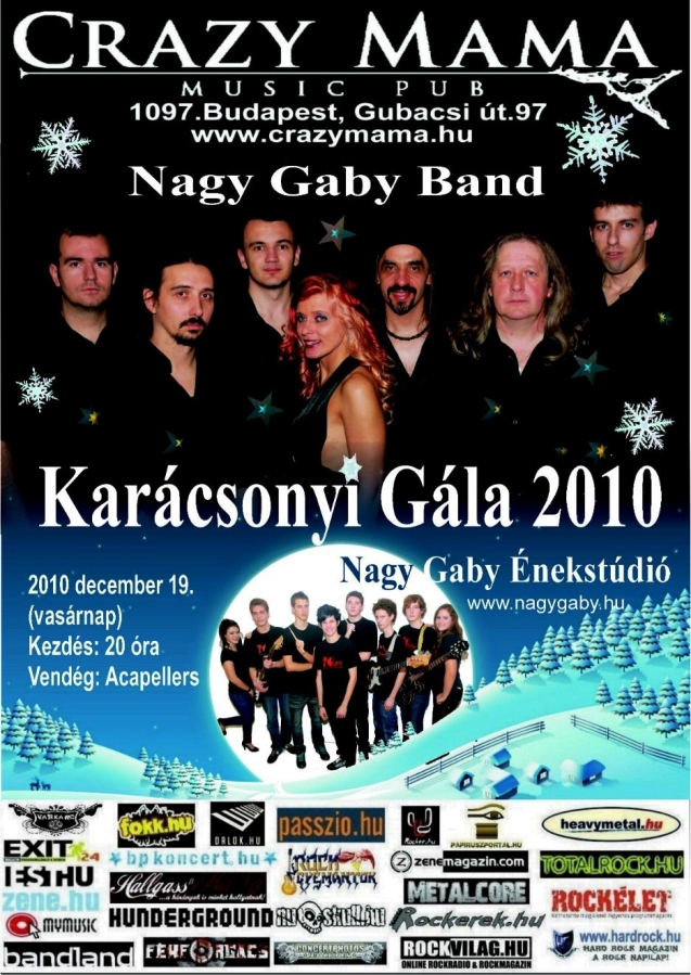 Nagy Gaby Énekstúdió Karácsonyi Gála Nagy Gaby Band, Acapellers CM20101219flyer