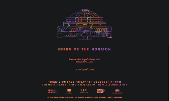 Bring Me The Horizon - Jótékonysági koncert a tizenéves rákbetegek megsegítésére bring me the horizon flyer 20160102