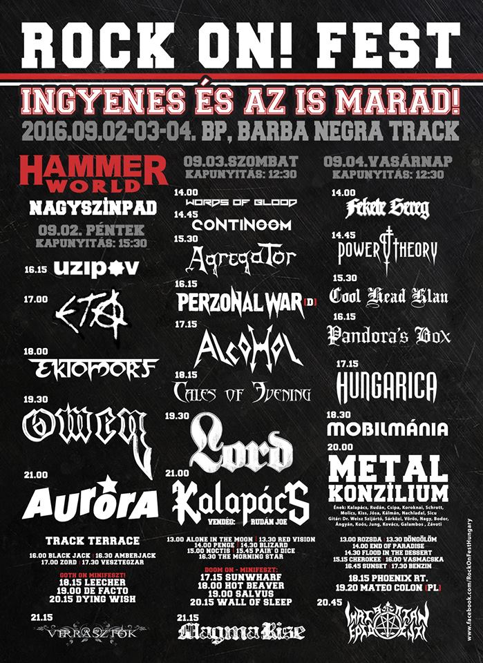 Uzipov - Holnap ők nyitják a három napon át tartó ingyenes Rock On! Fest-et rock on fest flyer 20160901