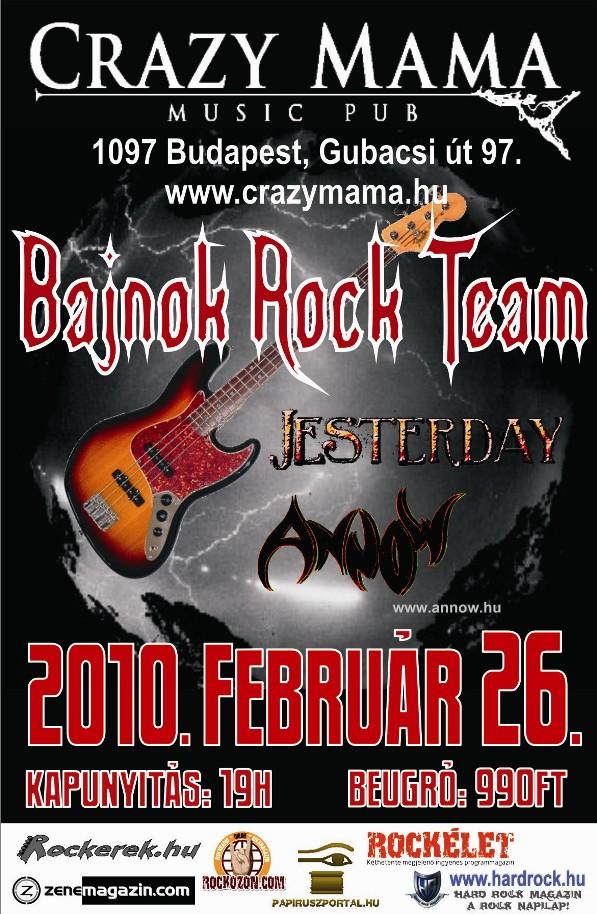 Bajnok Rock Team és Jesterday péntek este a Crazy Mamában