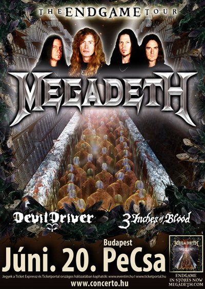Megadeth: a DevilDriver és a 3 Inches Of Blood is fellép