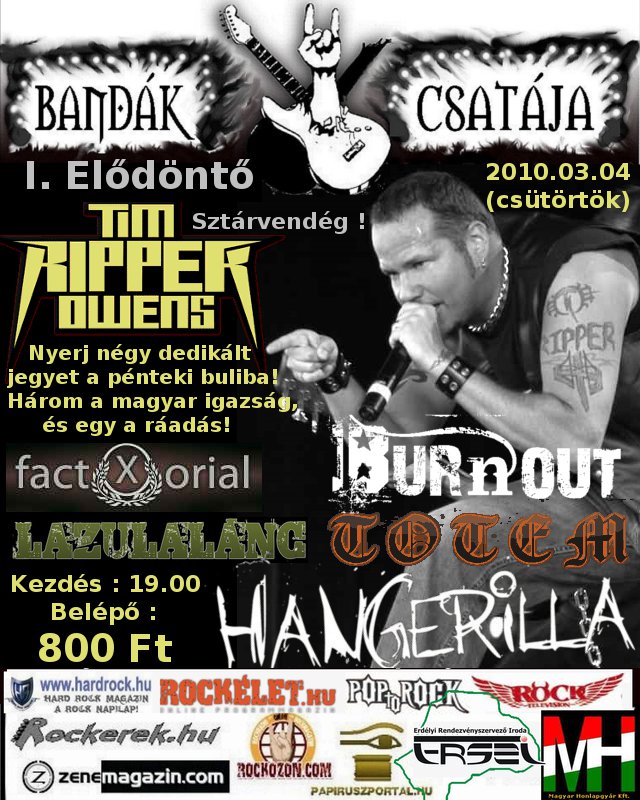 Bandák Csatája - Első elődöntő Tim Ripper Owens-szel