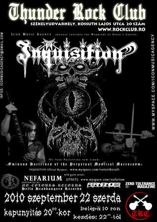 Szeptember 22 Szerdán INQUSITION és NEFARIUM koncert a T.R.C.-BEN
