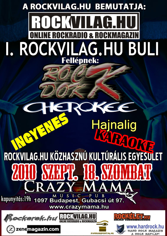 Ingyenes ROCKVILAG.HU Alakuló nagygyűlés  most szombaton a CM-ben