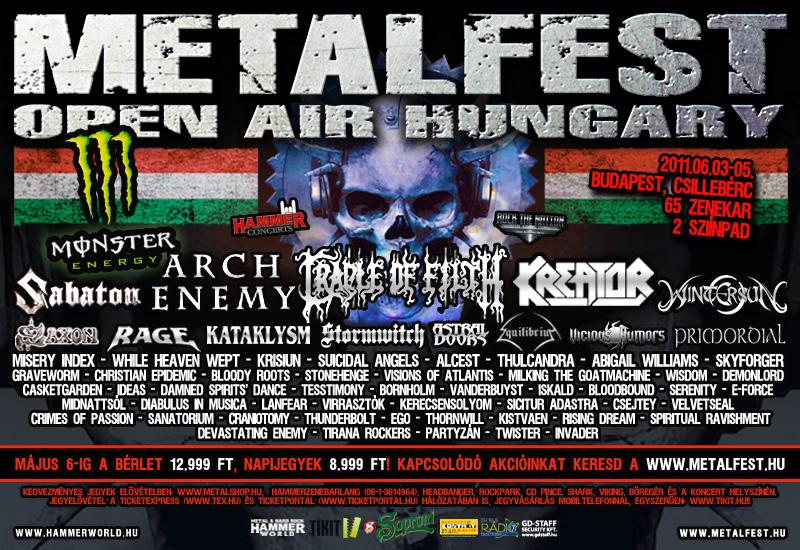 METALFEST 2011 - ÚJ ZENEKAROK ÉS NAPI BONTÁS