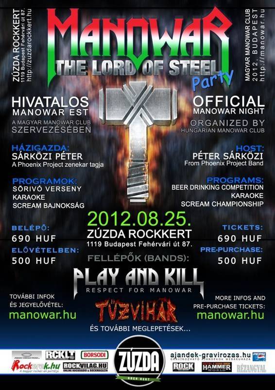 Hivatalos MANOWAR Party Budapest, 2012.08.25.