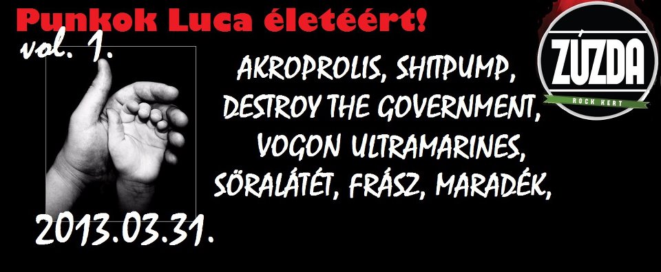 Punkok Luca életéért- Jótékonysági koncert a Zúzdában!