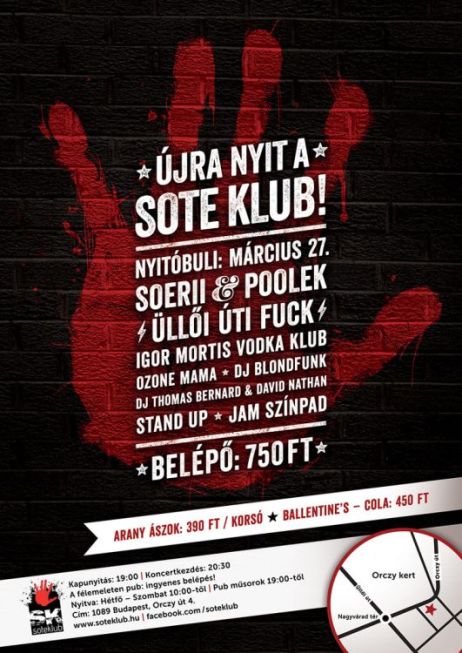 SOTE Klub - Március 27-én újra nyit a legendás klub!