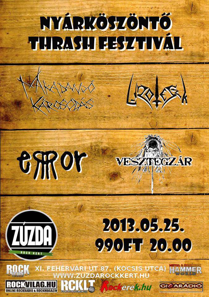 Nyárköszöntő Thrash Fesztivál a Zúzdában