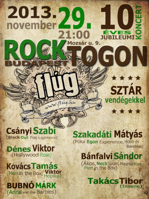 Flúg - 10. születésnapi buli a Rocktogonban