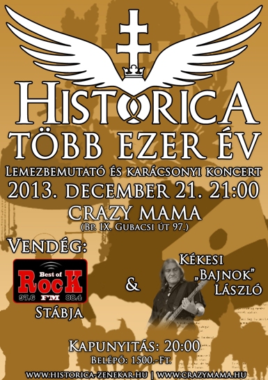 Többezer év - Ma este Historica lemezbemutató a Crazy Mamában