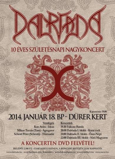 Dalriada - Szombaton 10 éves Szülinapi Nagykoncert a Dürer Kertben
