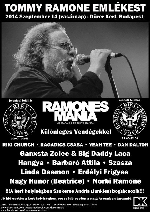 Ramones Mania - Tommy Ramone emlékest a Dürer Kertben