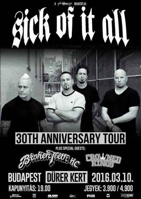 Sick Of It All - Márciusban ismét Budapesten zenél a jövőre 30 esztendős zenekar