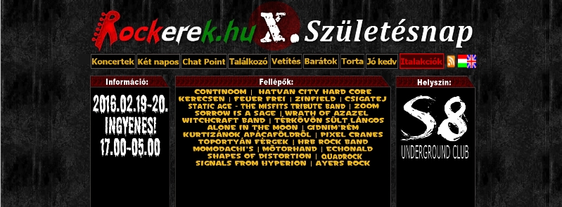 X. Rockerek.hu Születésnap @ S8 Red & Black | 25 Zenekar | 2 Nap | Ingyenes