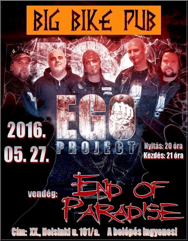 Ingyenes EGO Project koncert a Big Bike Pubban – Vendég: End of Paradise