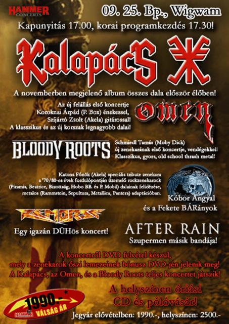 Kalapács, Omen, Bloody Roots és sokan mások szeptemberben a WigWamban