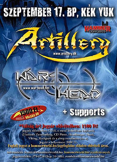 Artillery - A dán komplex thrash metal legenda szeptember 17-én a Kék Yukban ad koncertet