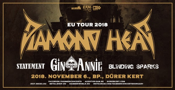 Diamond Head - Gin Annie, Statement és Blinding Sparks a budapesti állomáson!