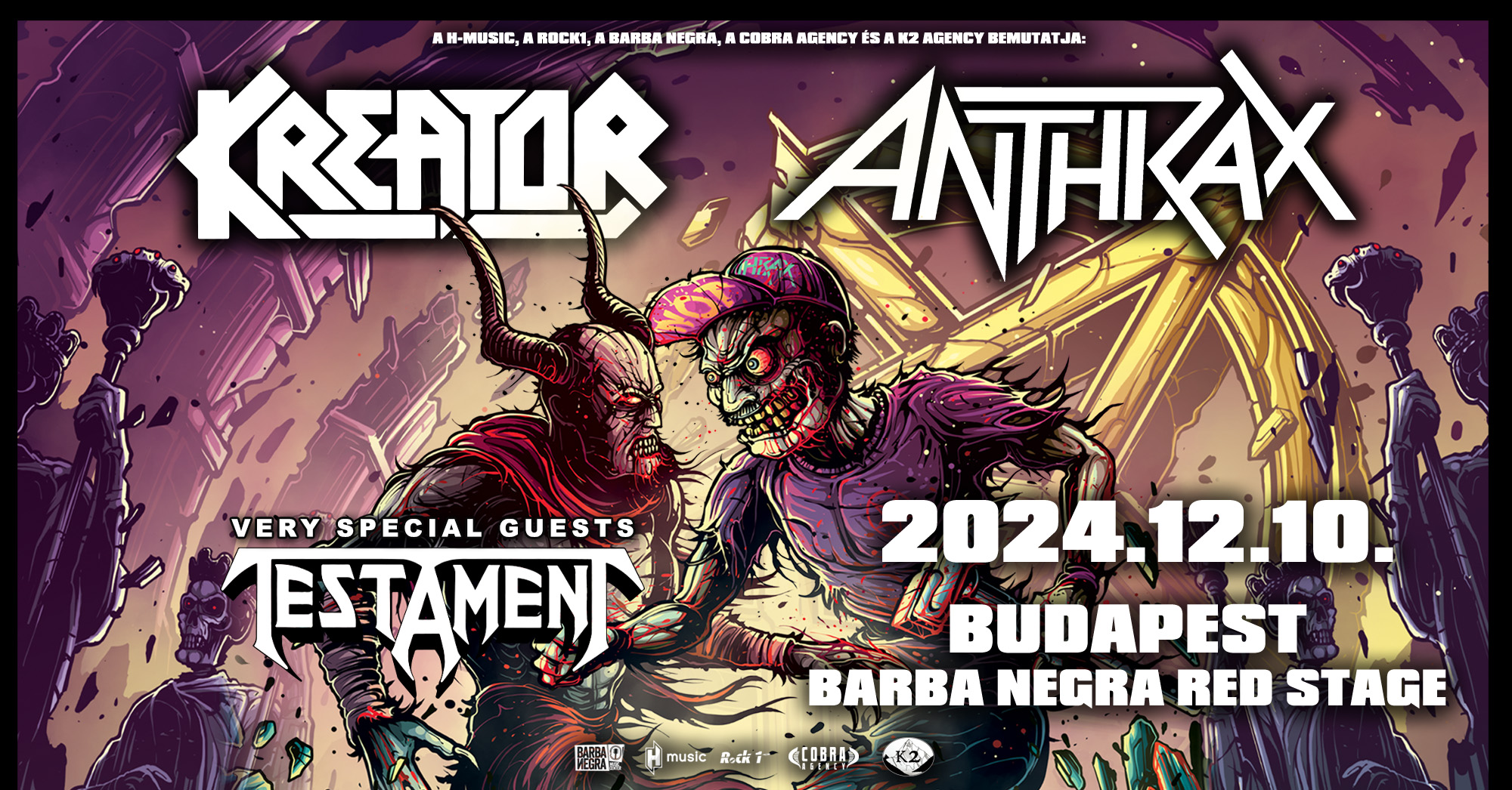 Budapestre jön az Anthrax a Kreator és a Testament is.