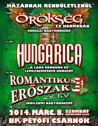 Romantikus Erőszak – Szombaton 20 éves jubileumi koncert, vendég a Hungarica és az Örökség romantikus-eroszak-flyer 20140303