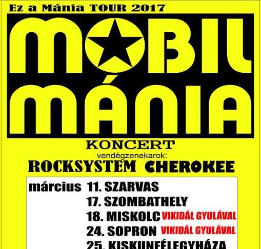 Márciusban indul a Mobilmánia tavaszi turnéja – Vendégzenekarok: Cherokee & Rocksystem