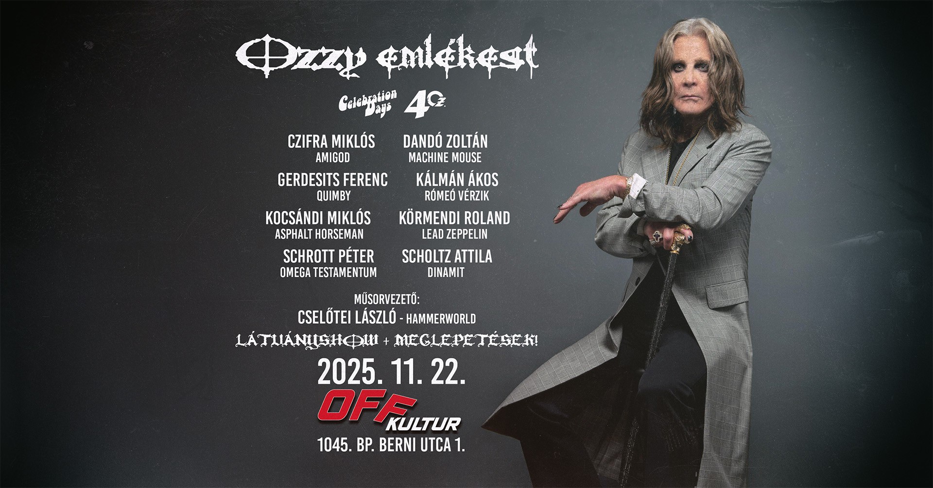 Újpesten gyűlt össze a szakma krémje, hogy megemlékezzen a nyáron elhunyt Ozzy Osbourne-ról!